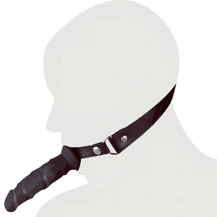 Fetish - szájpecek dildóval (fekete)